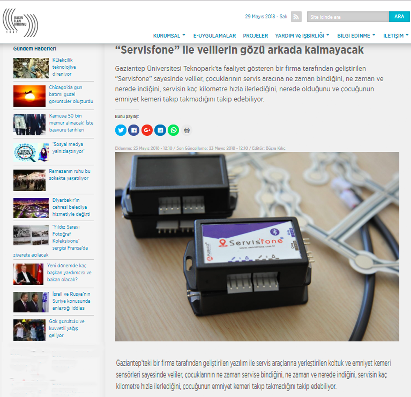 Servis aracı yeni yönetmeliği Basın ilan kurumun'da